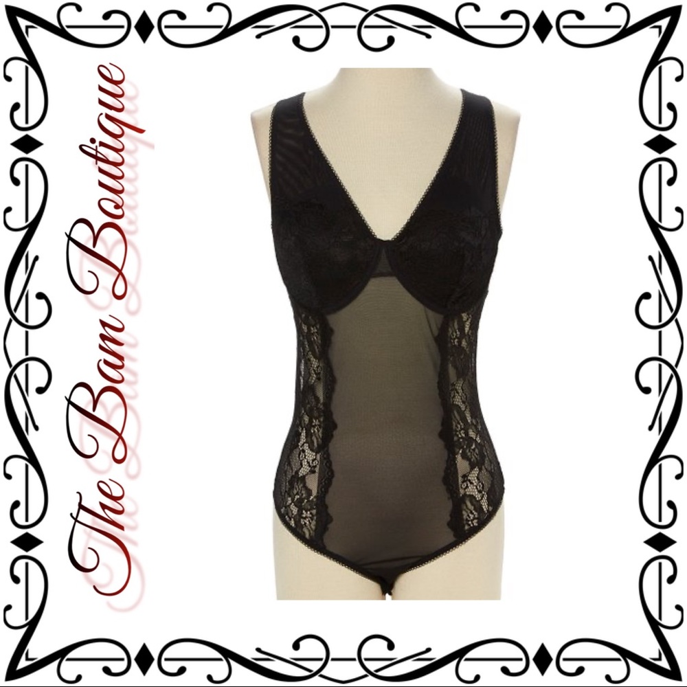 Black Lace Open Back Bodysuit